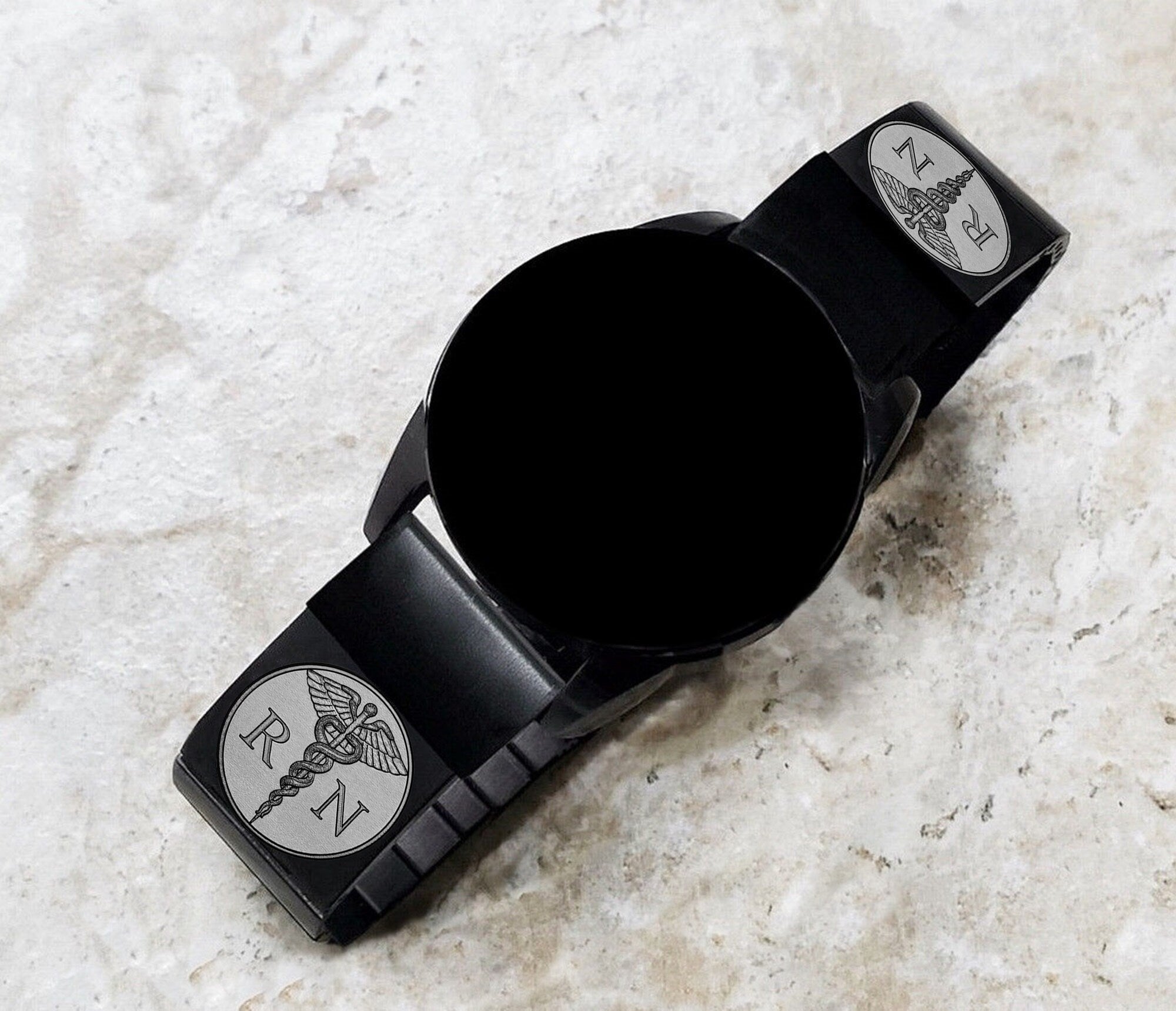 Registered Nurse Engraved Band for Garmin Fenix 7X Pro 6X Pro 5X Plus Descent Mk3i 51mm Mk2i Mk2 Mk1 Enduro 2 Black St Steel Strap RN1-A26